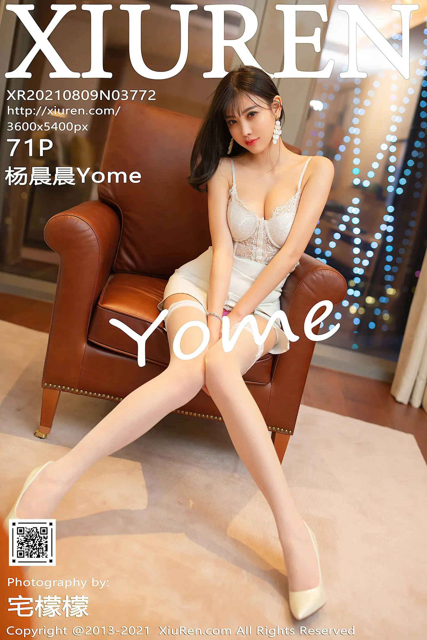 [XiuRen秀人网]VOL.3772 女神杨晨晨Yome私房白色蕾丝情趣内衣秀惹火身材极致诱惑写真71P-秀人网官方网站